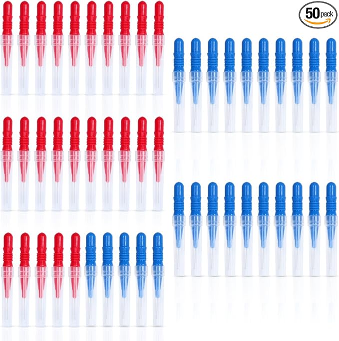 ewinever 50 Count Interdental Brush,Toothpick Tooth Flossing Head Oral Dental Hygiene Brush, Tooth Cleaning Tool (Red+Blue)