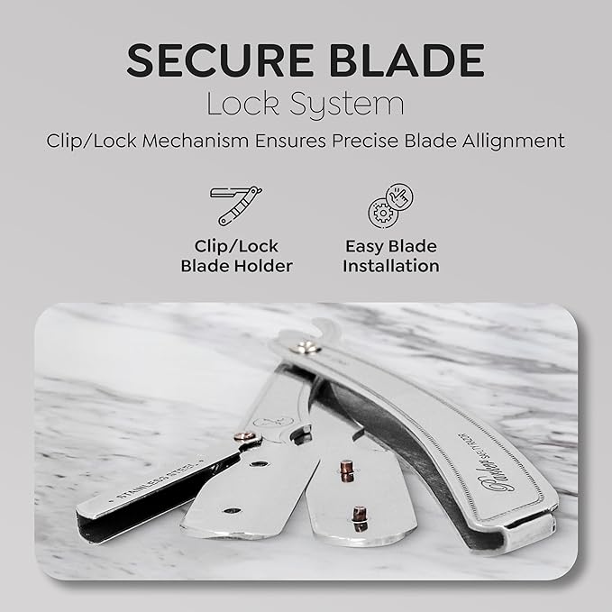Parker SRX Straight Razor – All Stainless Steel Barber Razor with Clip-Type Blade Holder for Disposable Blades – Ideal for Precision Wet Shaving at Home or Barbershop – Iconic Brand