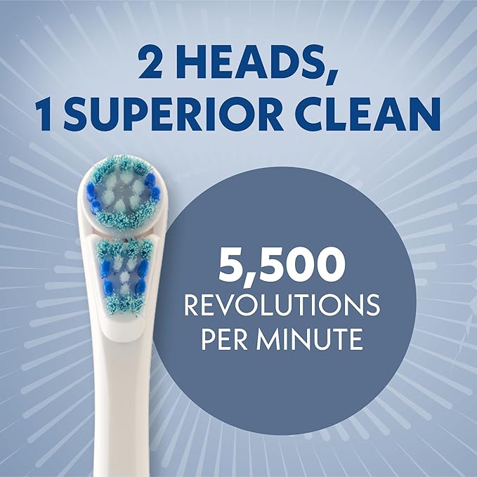 Spinbrush Smart Clean Battery Powered Electric Toothbrush for Adults with Dual Action Head, Pacer & Timer, Midnight Blue, Soft Bristles, 1 Count