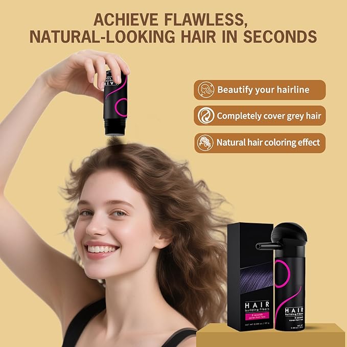 Gowwim Hair Fibers for Thinning Loss Hair, Instant Thickness for Bald Spot & Gray Coverage Natural Plant-Based Thickening Building Fibers Waterproof & Sweatproof Powder (Medium Blonde 25g)