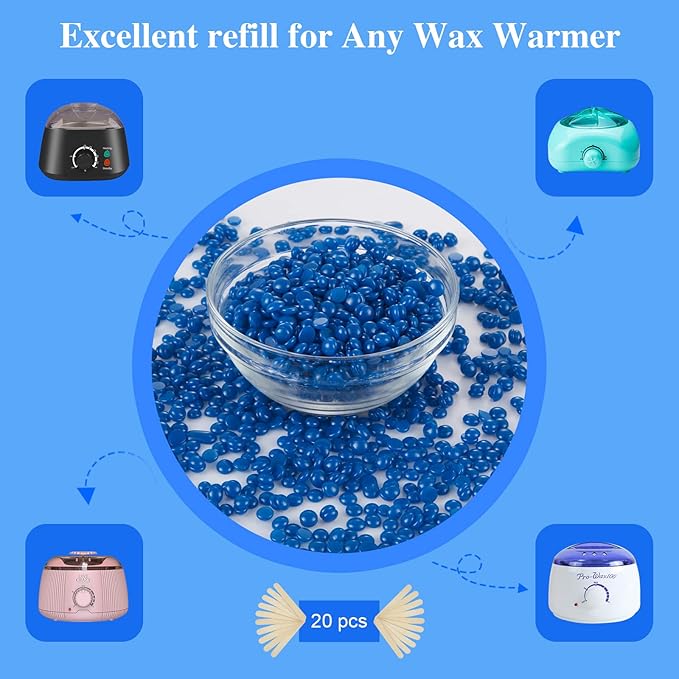 PURPLESKY Waxing Beads for Hair Removal - 2.5LB Coarse Hard Wax with Sea Salt Scent, Sticks for Bikini, Facial, Leg, Back and Chest