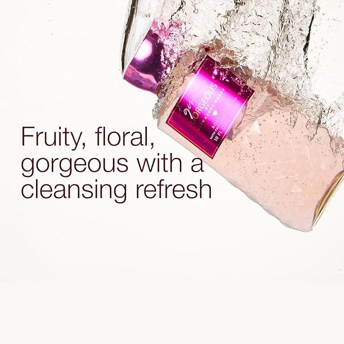 Bath & Body Works Gingham Gorgeous Body Wash, Nourishing Cleanser with Pro-Vitamin B5 & Aloe – Pink Strawberries, Peony Blooms, and Peach Nectar, Gentle for Daily Use, 10 fl oz - 1 Pack