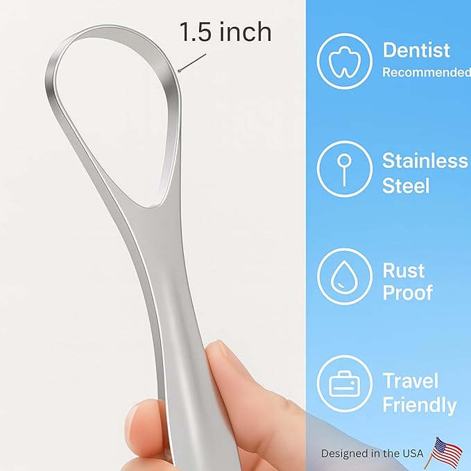 3-Pack Tongue Scraper Set for Adults (Rose Gold) with Travel Case, Reduce Bad Breath, Metal Tongue Scraper, Tongue Cleaner, Tongue Scraper, Tongue
