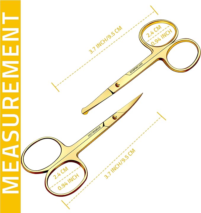Utopia Care Eyebrow Scissors, Professional Stainless Steel Small Shears for Men and Women, Nose Hair Scissors for Grooming Mustache, Beard, Eyelashes, Ear Hair Trimming, Gold