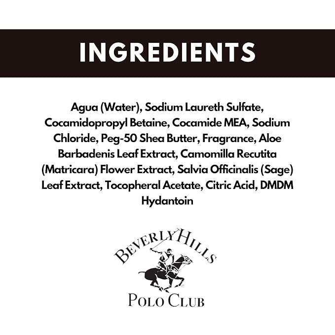 Beverly Hills Polo Club Men's Hair & Body Wash, 'Sexy' Scent, 8.5 oz - 2-in-1 Luxury Cleanser for Lasting Freshness & Confidence, Premium Designer Fragrance
