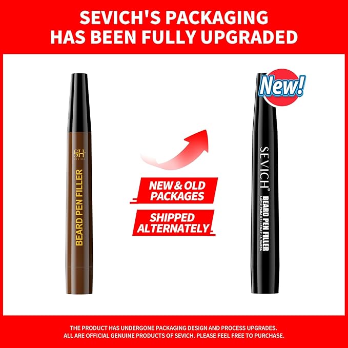 Sevich Beard Pen Filler for Men,Instant Beard Dye for Men,48h Waterproof & Sweatproof, 4-Prong Tip for Seamless Application, Enhances All Beard Types with Fuller, Dark Brown