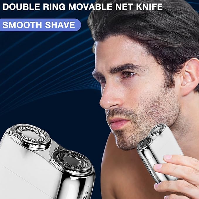 Psycat Mini Dual-Head Electric Shaver, Dual Head Shaver, 2025 Upgrade, Portable, Washable, Rechargeable, Blue