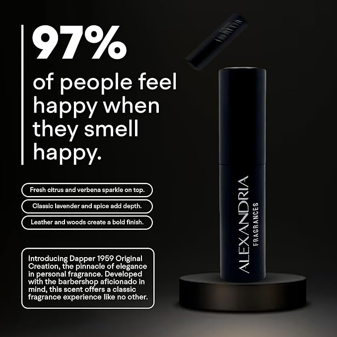 Alexandria Fragrances Dapper 1959 Eau De Parfum for Men - Long Lasting Luxury Perfume with Sicilian Citrus, Lemon Verbena, Lavender, Pepper & Star Anise - Elegant Everyday Cologne for Men - 10ml