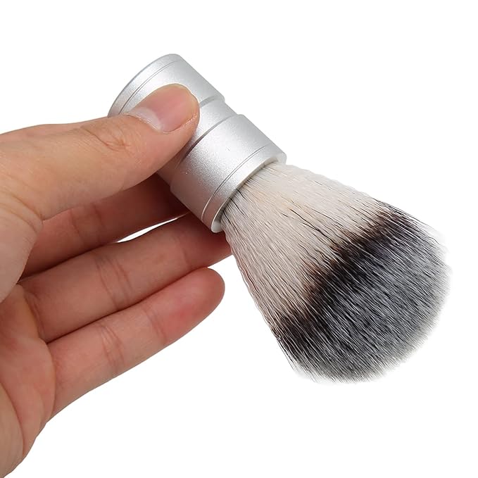 Beard Brush for Men, Stainless Steel Handle Nylon Shaving Brush, Men Shaving Brush for Home and Salon