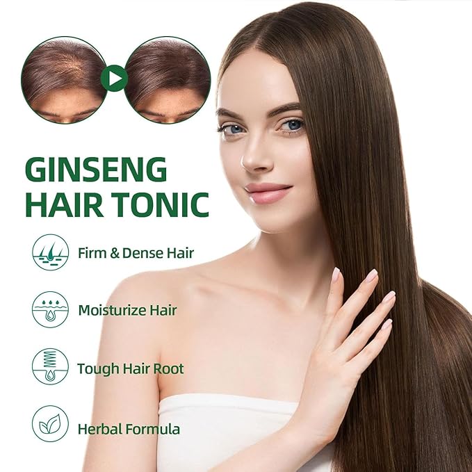 Hair Growth Spray, Tonico Para Crecimiento Del Cabello, Natural Herbs Ginseng Hair Tonic, Stronger and Hair Thickening, Non-greasy Nourishing Hair Mist for Women & Men (2 Pcs)