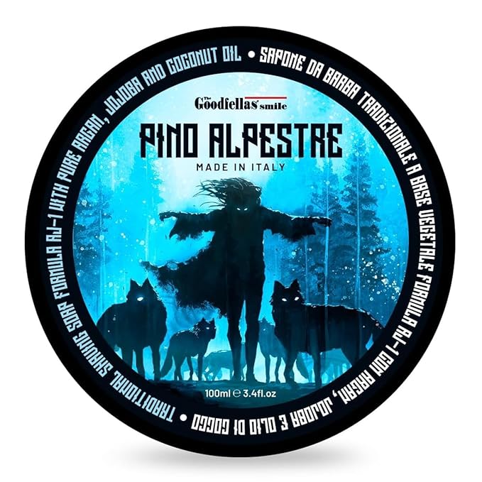 The Goodfellas’ Smile PINO ALPESTRE (Alpine Pine) Italian Shaving Soap – Artisan Semi-Soft Soap for Rich Brush Lather, Wet Shave Routines & Razor Prep