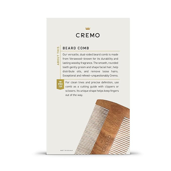 Cremo Beard Accessories, Dual-Sided Beard Comb Made from Verawood - Shape, Style And Groom Any Length Facial Hair