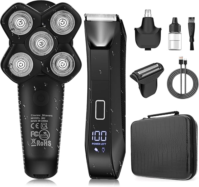 Manscape Body and Ball Trimmer for Men, Bald Head & Body Shaver, 3-in-1 Pubic Groin Nose Hair Trimmer, Head Shaver for Bald Men & Body Groomer, Electric Razors for Smooth Shaving, IPX7 Waterproof