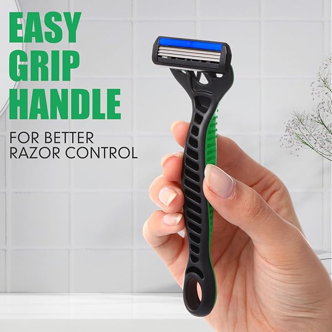 60 Pcs Men's Disposable Razors Set 3 Blade Bulk Sensitive Head Shaving Razors for Men Travel Hotel Spa Christmas Party Gift
