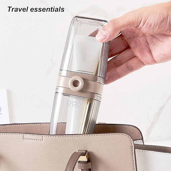 Toothbrush Cup Toothbrush Travel Case, Travel Toothbrush Holder Case with Cover Portable Multifunctional Toothbrush Cover, Suitable for Travel Business Camping Bathroom School or Daily Uses (A-Coffee)