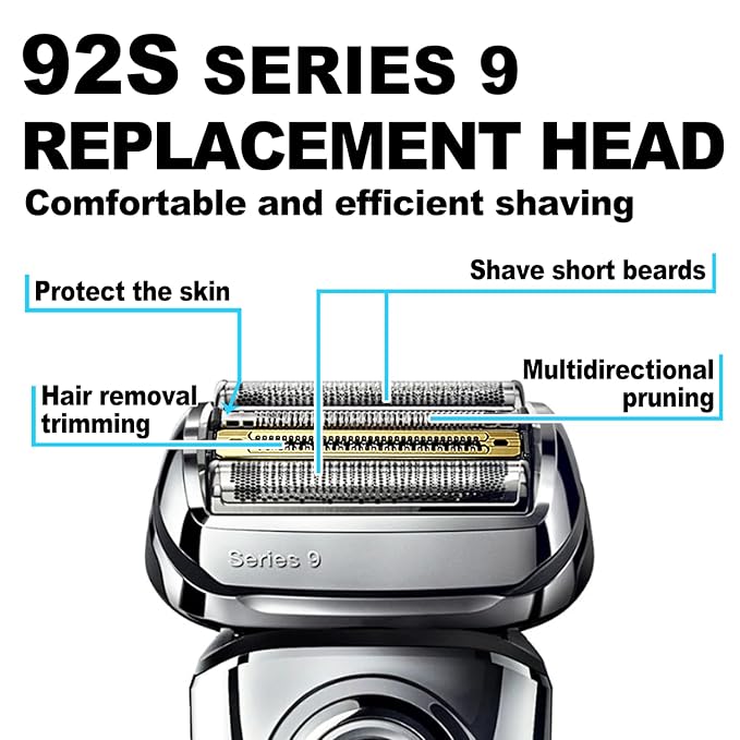 New Series 9 92S Electric Replacement Shaver Head Accessories Series 9 Electric Shaver blade Compatible with Braun Series 9 9290cc, 9291cc, 9370cc, 9293s, 9385cc, 9390cc, 9330s, 9296cc (Upgraded