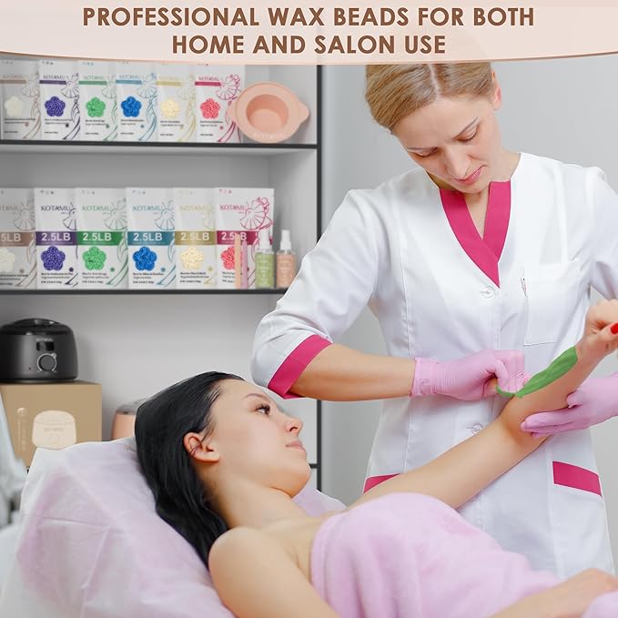 KOTAMU Waxing Beads for Women & Men, 2.5lb Hard Wax Beads for Hair Removal, Aloe Vera Wax Beans Bulk with 30 Wax Sticks Suitable for Sensitive Skin,Arm,Leg,Thick,Stubborn Hair,Home & Salon Waxing