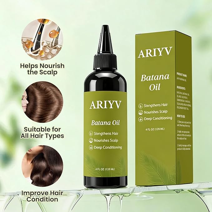 Batana Oil for Hair Growth, Natural Batana Oil - Prevents Hair Loss, Reduces Breakage and Strengthens Hair, Enhances Thickness for Men & Women