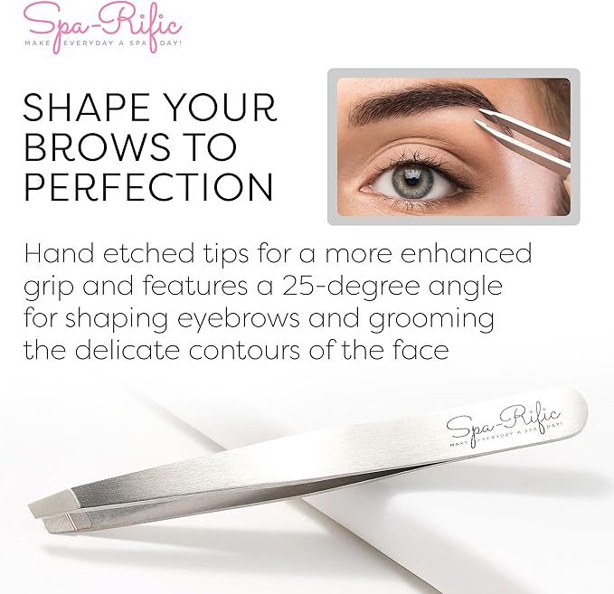Spa-Rific Slant Tweezers - Handmade Precision Tool for Women & Men, 25 - Degree Angle for Shaping Eyebrows & Grooming Facial Countours, Eyebrow and Facial Hair Remover (Teal Ombre)