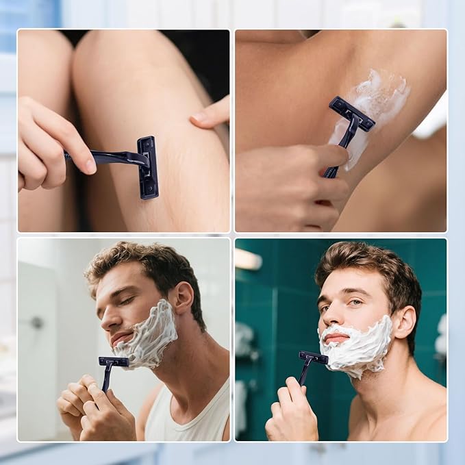 Disposable Razors in Bulk, Bulk Razors with Knife Cap, Individually Packaged Disposable Razors Bulk with Shaving Cream for Hotels, Shelters, Homeless, Nursing Homes, Charities, Black (30 pieces)