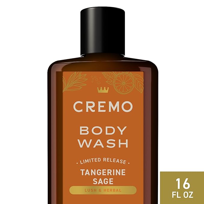 Cremo Rich-Lathering Tangerine Sage Body Wash Men, Notes of Fresh Tangerine, Sea Salt, and Wood Sage, 16 Fl Oz
