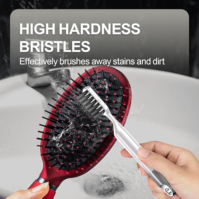 Hair Brush Cleaning Tool Comb Cleaner, 2-in-1 Hair Brush Cleaning Tool,Portable Comb Remover Rake for Removing Hair Dust, Home and Salon Use(White)