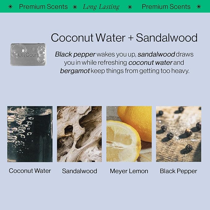 OffCourt Exfoliating Bar Soap – Whole Body, Deep Cleansing and Hydrating Soap for Men & Women - All Skin Types - Non-Drying Bar - Scent of Coconut Water + Sandalwood (5oz, 1 Pack)