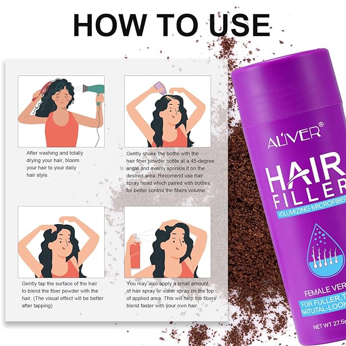 Hair Fibers for Thinning Hair for Women - Dark Brown - 27.5g Hair Building Fibers - Instantly Conceals Hair Loss - Revitalize Your Hair, Unlock Thicker, Fuller Tresses