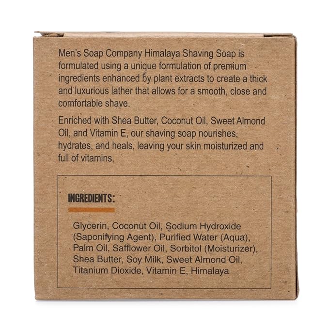 Men’s Soap Company Shaving Soap for Men and Women 4.0 oz Refill Puck Made with Natural Vegan Plant Ingredients. Shea Butter and Vitamin E Create Thick Shave Soap Lather for Skin Protection, Himalaya