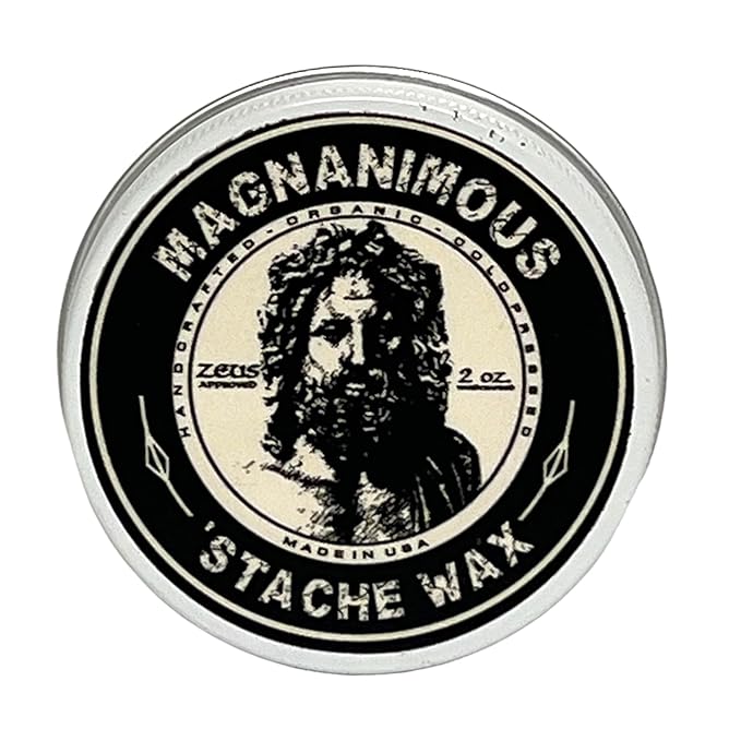 MAGNANIMOUS 'STACHE WAX (2 0Z) "SPARTA" SCENT (GUNPOWDER, BLACK PEPPER, OAK MOSS, VANILLA, CITRON, PATCHOULI...) - THE BEST MEDIUM-TO-STRONG HOLD WAX FOR BEARDS & MUSTACHES ON THE PLANET!