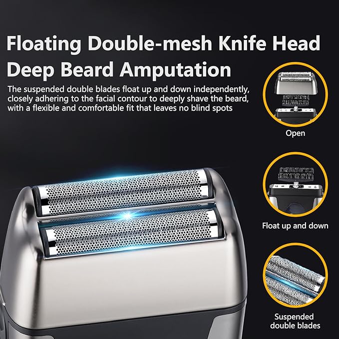 Electric Foil Shavers for Men, Brushless high-Speed Motor Electric Razor, Bald Head Shavers, Face Shaving Beard Trimmer with LCD Display