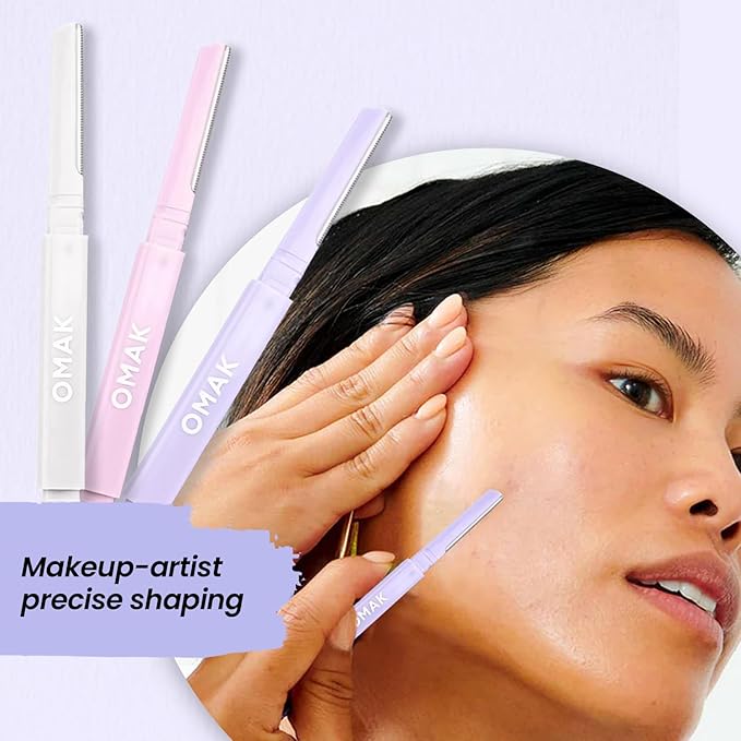 Double-Ended Face Razor for Women – Eyebrow & Dermaplaning Tool | 6 Pack = 12 Blades Stainless Steel | Peach Fuzz Remover & Exfoliator for Smooth, Glowing Skin
