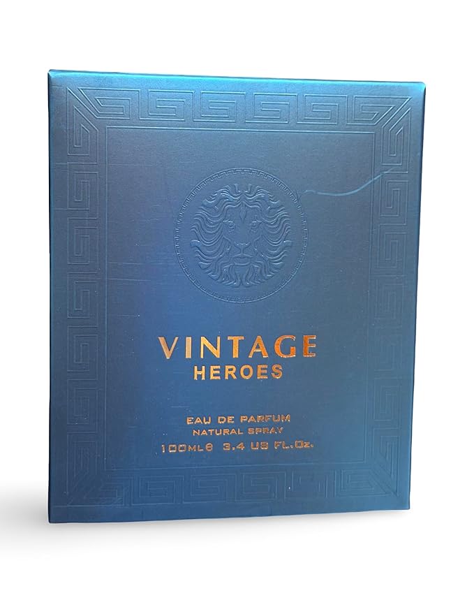 VINTAGE HEROES Eau De Parfum for Men, Aromatic Woody Fragrance, Blue Glass Bottle, 3.4 Fl Oz Natural Spray