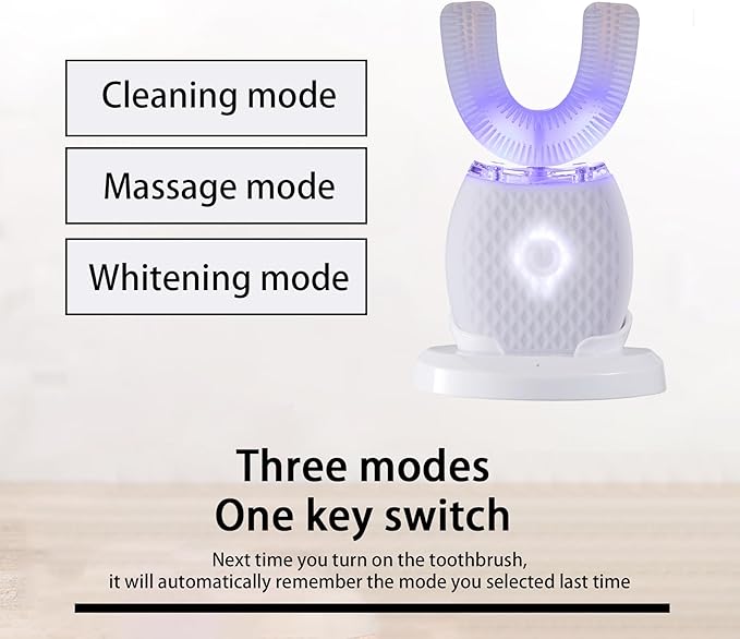 Ultrasonic Toothbrush for Adults - Automatic Electric Toothbrush with Soft Bristles Waterproof & Washable Rechargeable Portable Design with Wireless Charging 30'' Timer for Travel & Home Use (White)