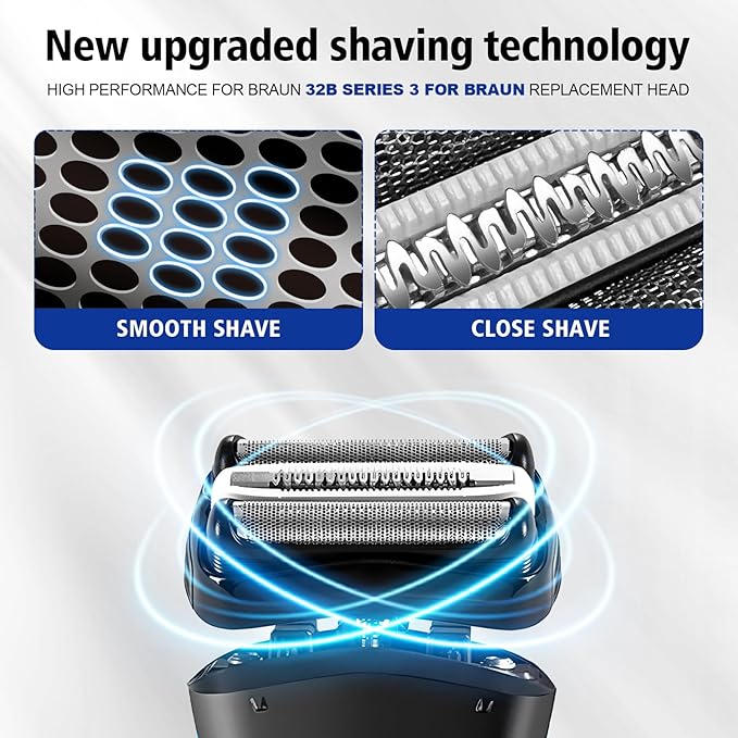 Series 3 32B Replacement Head, Series 3 Electric Shaver Replacement Head Blades for Braun S3 Foil & Cutter Razor Heads, Applicable for Braun S3 3040s 3010s 310s 3000s 3050cc 3080s 390cc Etc
