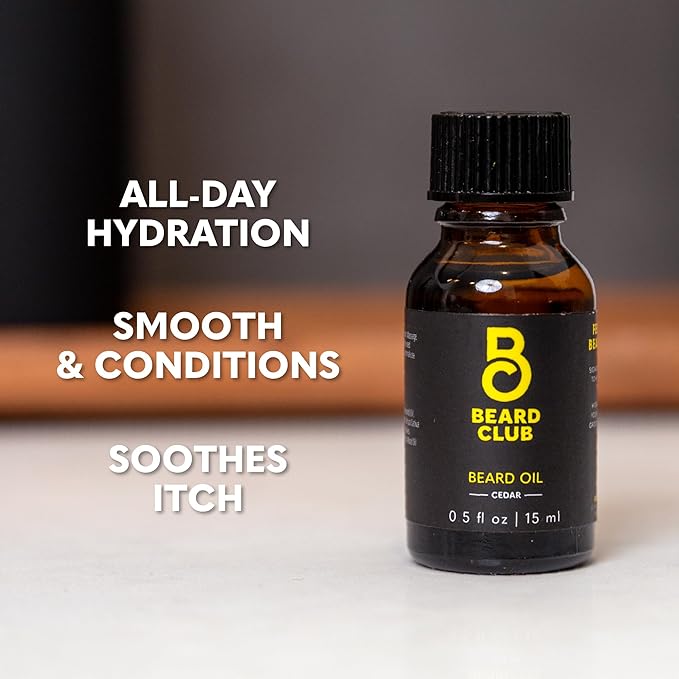 The Beard Club Premium Cedar Beard Oil for Men - Natural Castor & Almond Oils - Beard & Mustache Conditioner - Hydrates, Moisturizes, Softens & Soothes Skin - Strengthens Follicles (2PK)