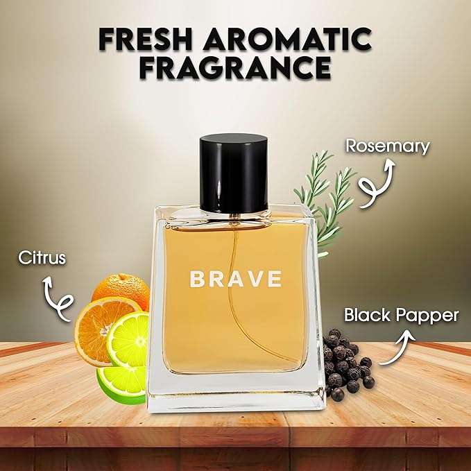 Men’s Cologne Brave Original Natural Spray Eau De Toilette,Long-Lasting Scent Perfume for Men Elegant Bottle - Great Holiday Gift, 3.4 Fl Oz/100 Ml