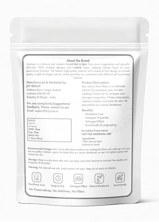 Shaving Alum Block, Aftershave Skincare for Men - 100% Natural (1 Alum Block)