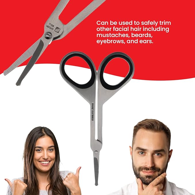 Seki Edge Stainless Steel Nostril Scissors (SS-908) - Safety Grooming Scissors with Round Blunt Tips for Trimming Nose Hair & Other Facial Hair for Men & Women - Made in Japan
