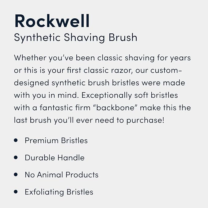 Rockwell Synthetic Shaving Cream Brush | Soft, Quick-Dry Bristles with Black Acrylic Handle | Gentle Exfoliation, Fast Lather, Minimal Shedding, Cruelty-Free & Safe for Sensitive Skin