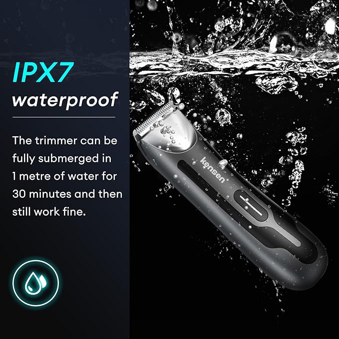 kensen Body Hair Trimmer for Men - Groin & Pubic Hair Trimmer with Ceramic Blades, Manscape Body Shaver for Men with LED Light Ball Shaver IPX7 Waterproof Wet/Dry Rechargeable Body Trimmer Mens Gift