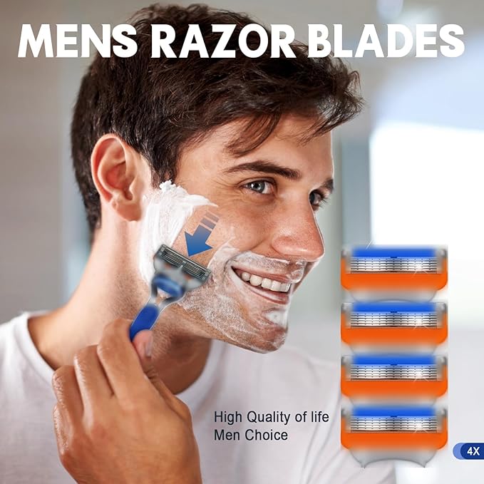 16 Count Razor Blade Shaving Razor Blade Refills for Fusion 5, Orange New Version