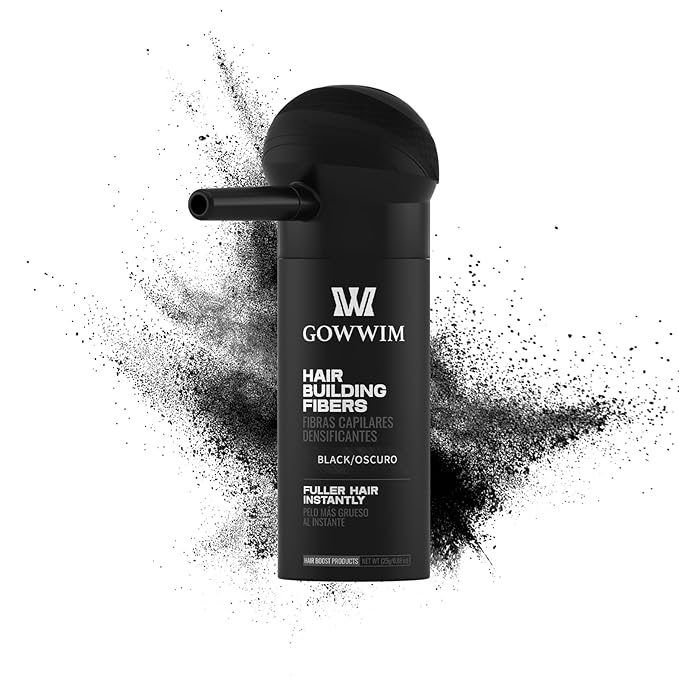 gowwim Hair Fibers with Spray Applicator Pump 2-in-1 Kit for Thinning Hair, Naturally Thickening Spray Fibers Waterproof Long-Lasting Grey Coverage Touch up for Bald Spot Cover up for Women & Men