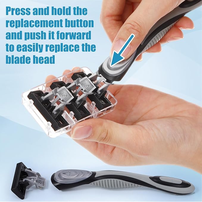 27 Pcs Refillable Men's Razors Kit Holiday Shaving Kit 5 Blade Disposable Sensitive Skin Razor refills for a Comfortable Shave, 3 Handles and 24 Cartridges