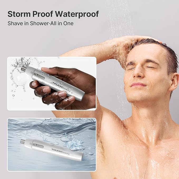 TOUCHBeauty Electric Nose and Ear Hair Trimmer, Silver Painless Dual Use Groomer for Men & Women, Hypoallergenic Round Tip, Travel Friendly and Easy Clean