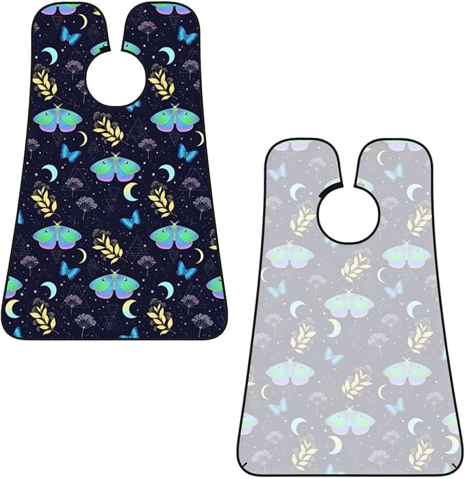 Men's Shaving Accessory Goth Moon Moth Butterfly, Waterproof Beard Apron with Hair Catcher & Suction Cups