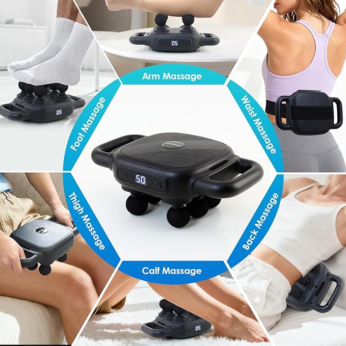 6 Head Massage Gun - Deep Tissue Massage Gun with 50 Adjustable Intensities & 9 Modes, Electric Percussion Massage Tool for Back, Leg, Muscle Pain Relief, Ideal Gifts for Friends and Parents