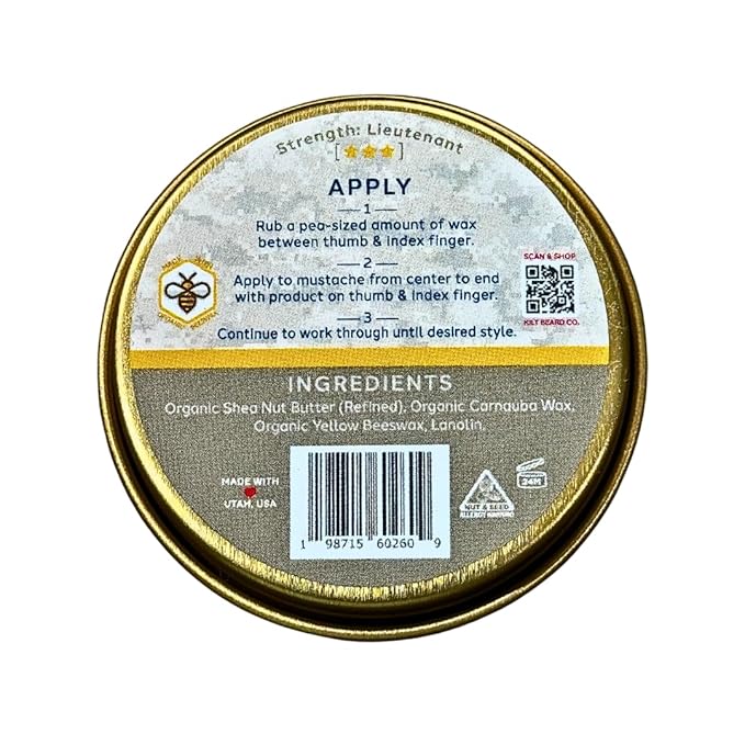 Garrison Hold Mustache Wax- Military- Grade Hold & Precision Styling- Non- Sticky, High Heat Tolerance- Unscented, All-Natural & Organic- Beeswax & Carnauba Wax