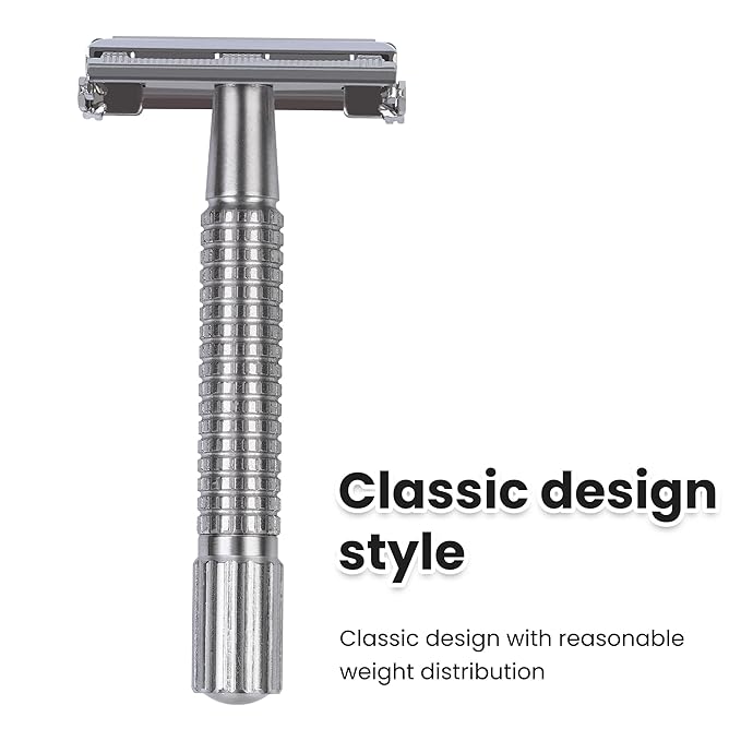 Double Edge Single Blade Safety Razor For Men and Women With 10 Premium Stainless Steel Refill Butterfly Metal Safety Razor, Reusable, Smooth Wet Shaving Experience, Eco-Friendly