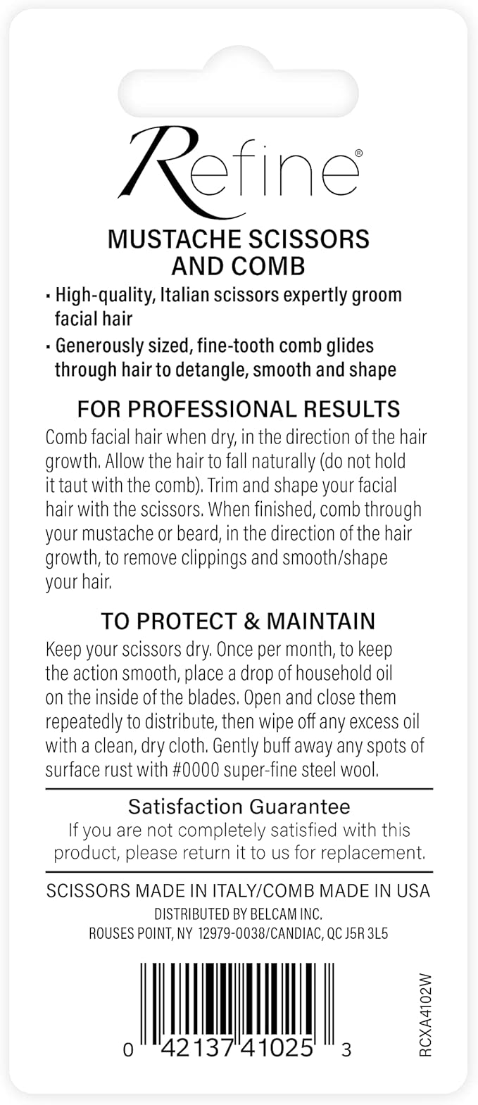 Italy Mustache Scissors and USA Comb Set (Pack of 2)